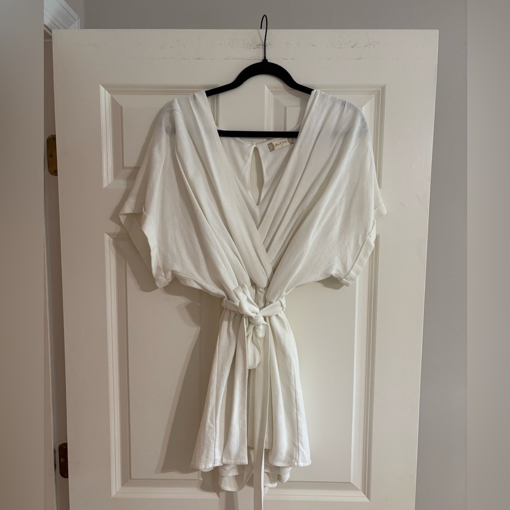 Altar'd State White Draped Tie-Waist Romper